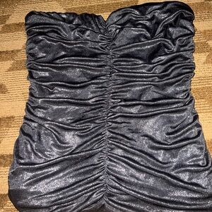 Shimmering Black Ruched Top